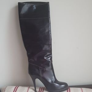 Giuseppe Zanotti leather red knee high heel boots